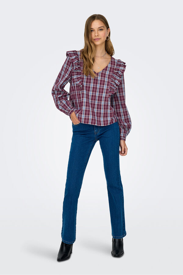 JDY Blusa manga larga volantes morado/lila