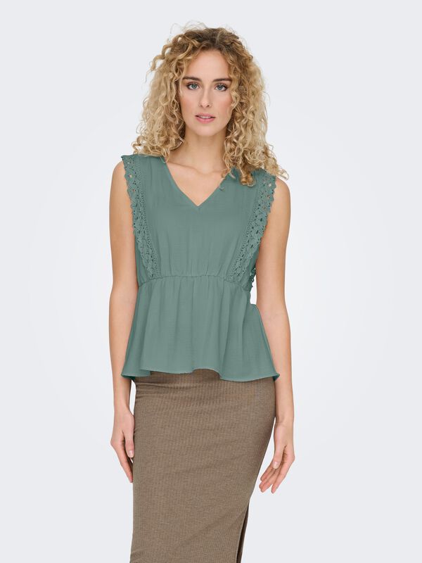 JDY Top renda p&eacute;plum verde