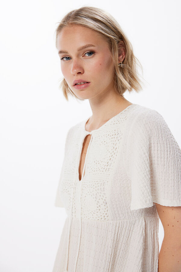 Springfield Vestido corto pieza crochet blanco