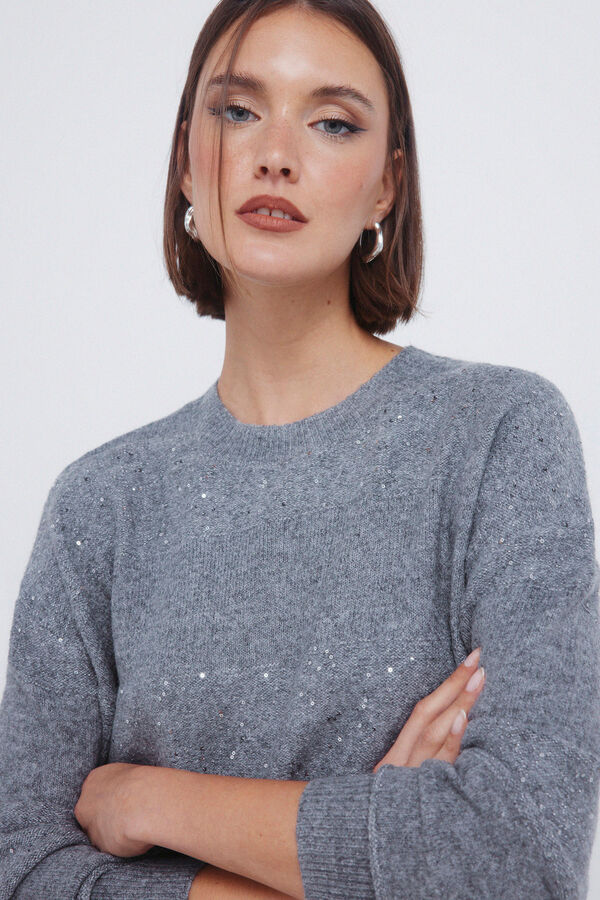 Springfield Jersey rayas lentejuelas negro