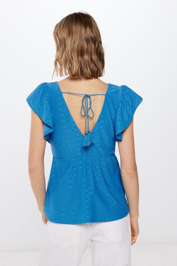 Springfield T-shirt Peplum Bordado Suíço azul