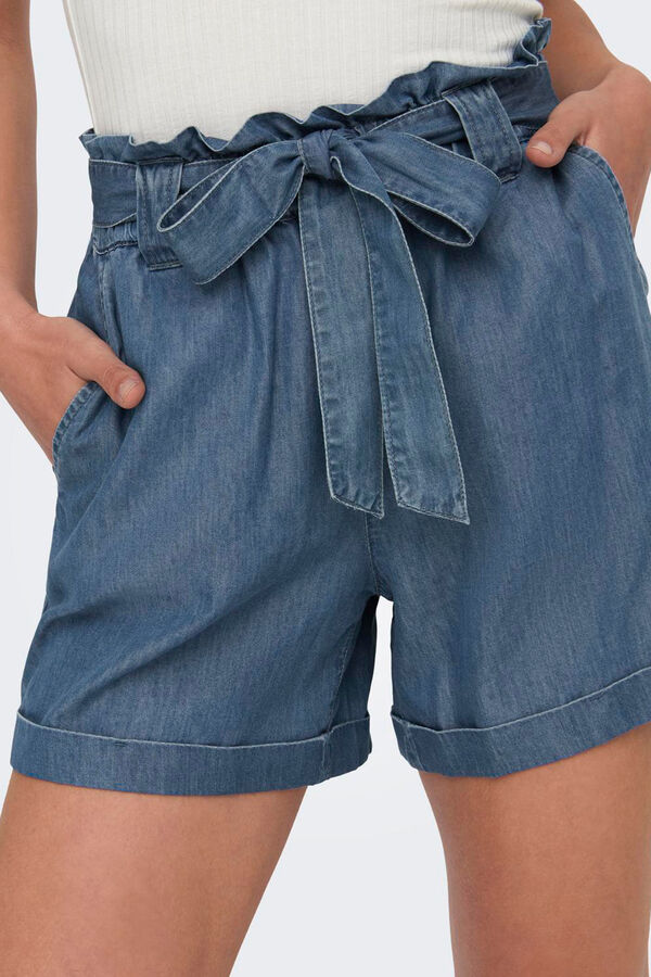 Only Short vaqueiro tiro alto azul