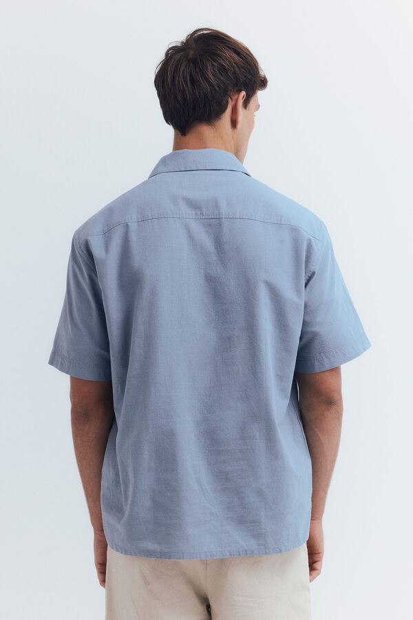 Springfield Camisa de algod&atilde;o de manga manga curta azul