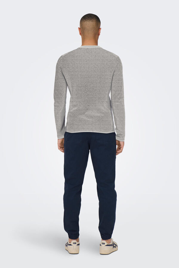 Only & Sons Jersery cuello redondo cl&aacute;sico gris