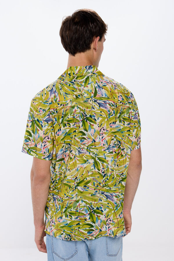 Springfield Camisa manga curta impressa viscosa bege