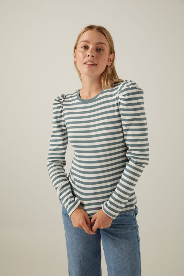 Pieces Top manga abullonada gris