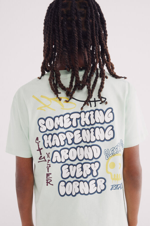 Springfield Kids Camiseta com caveira de menino verde