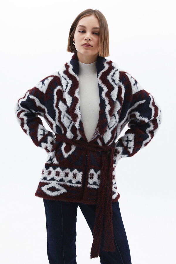 Oxxo C&aacute;rdigan jacquard marr&oacute;n