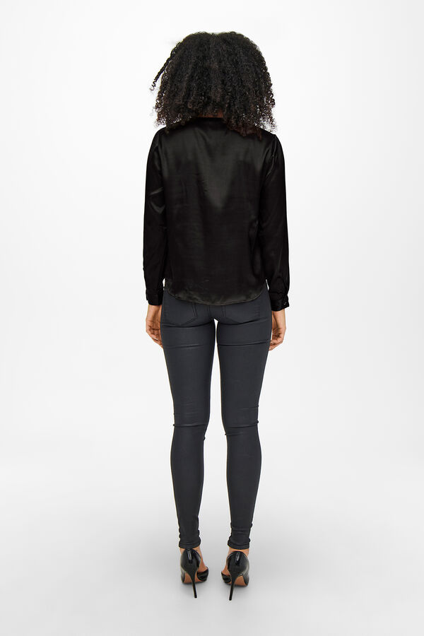 JDY Blusa acetinada manga comprida preto