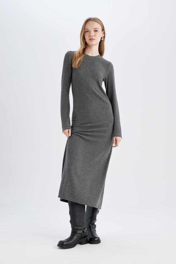 DeFacto Vestido maxi ajustado cinzento
