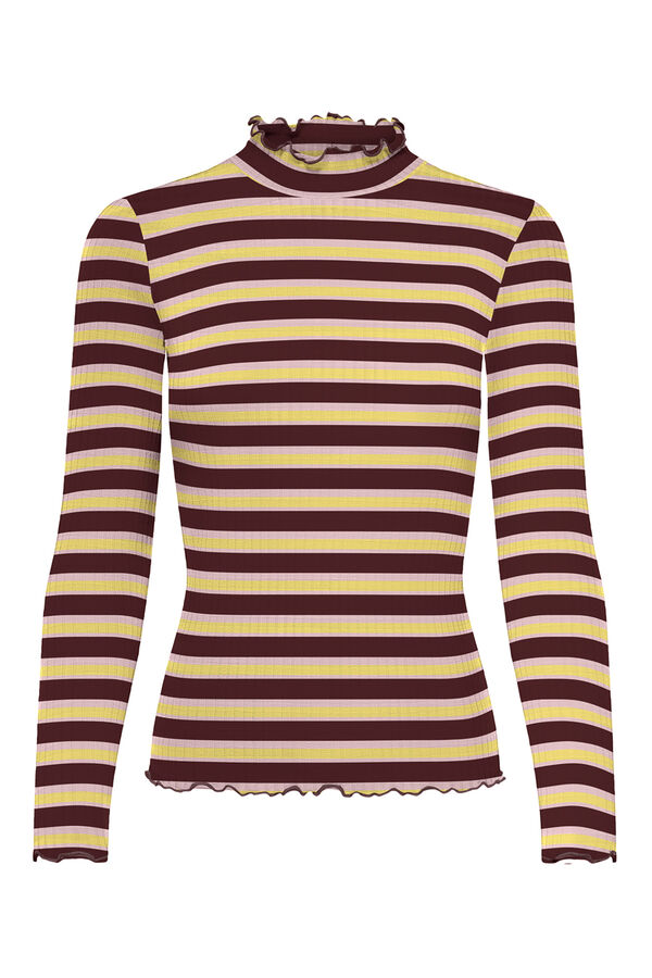 JDY Top manga comprida canelado vermelho