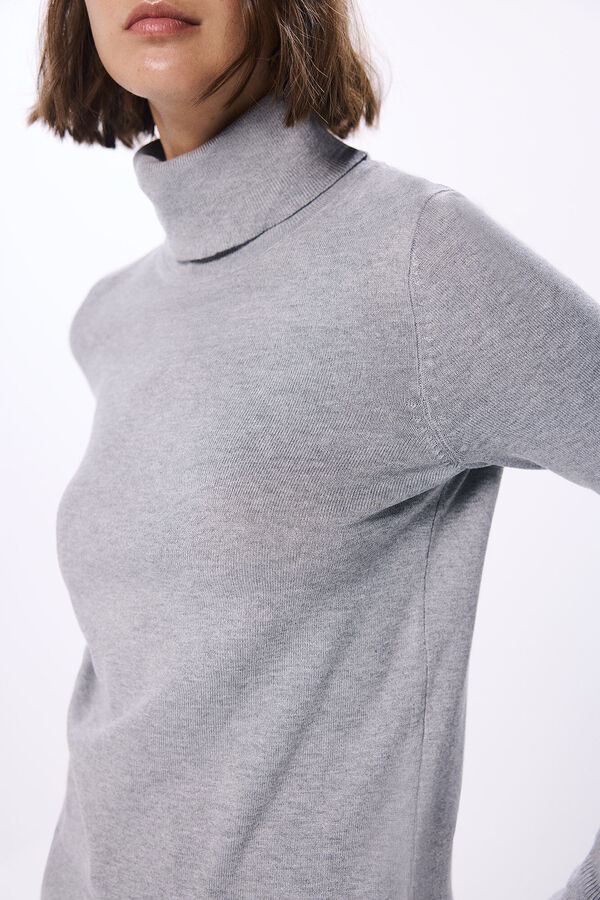 Springfield Camisola de gola alta com bot&otilde;es nos punhos cinzento