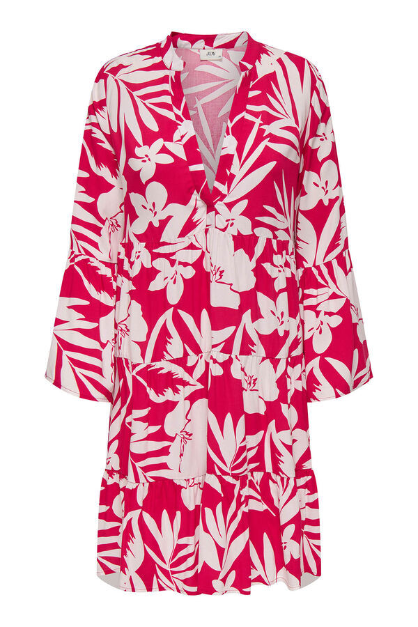 JDY Vestido curto com folhos vermelho