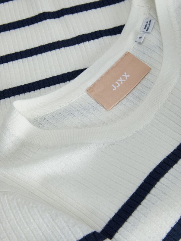 Jack & Jones Vestido midi de punto rib de rayas blanco