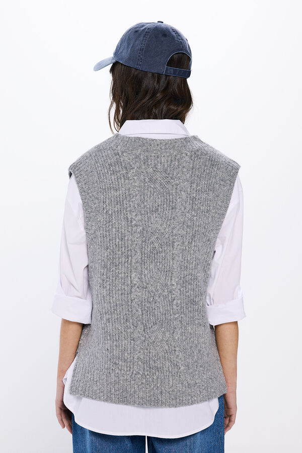 Springfield Chaleco punto escote pico gris