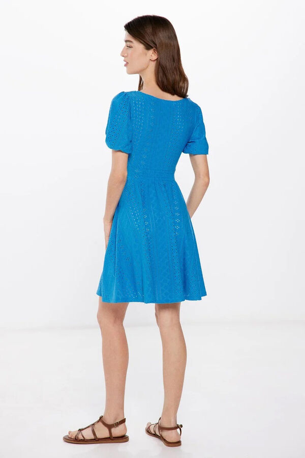 Springfield Vestido Bordado Suizo Circular azul