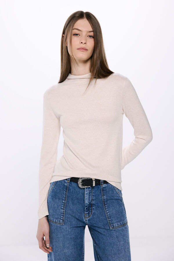 Springfield Camiseta cuello perkins tacto suave nude