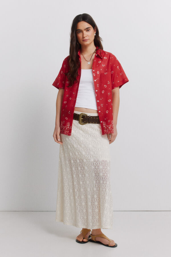 Springfield Camisa oversize estampada vermelho
