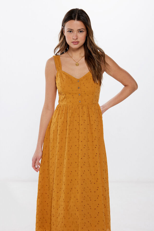 Springfield Vestido Midi Bordados Schiffly estampado