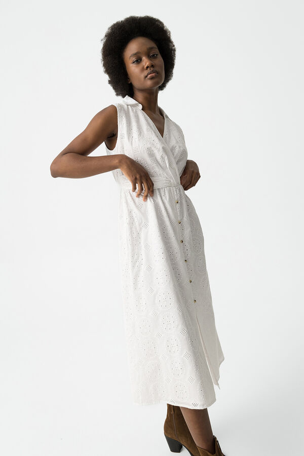 Tiffosi Vestido camisa entrela&ccedil;ado branco