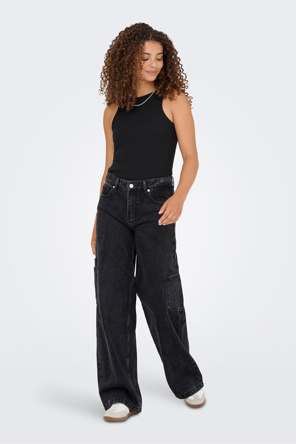 Only Jeans wide cargo negro