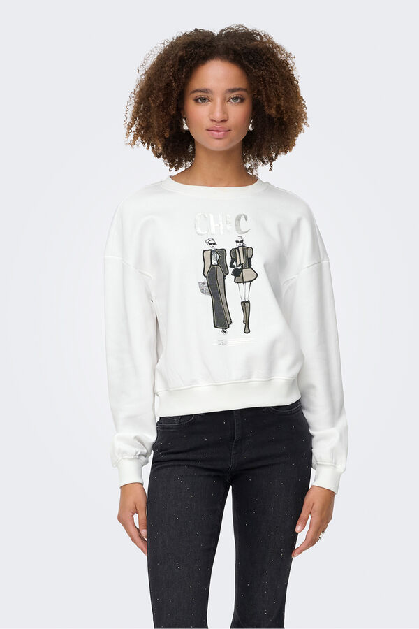 Only Sudadera dibujo frontal blanco