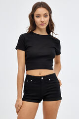 Inside Calções Corte Médio Bainha com Roda preto