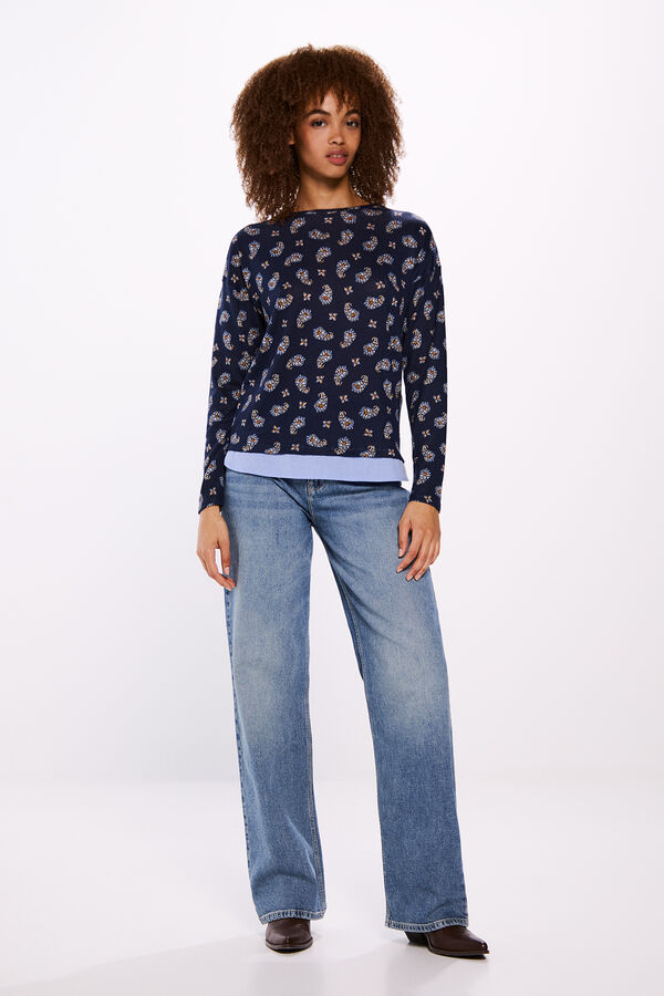 Springfield Camiseta estampada combinada azul