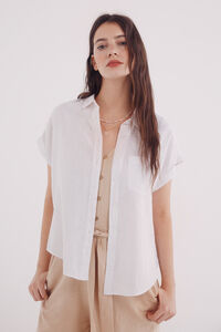 Springfield Camisa de linho de algod&atilde;o de manga manga curta