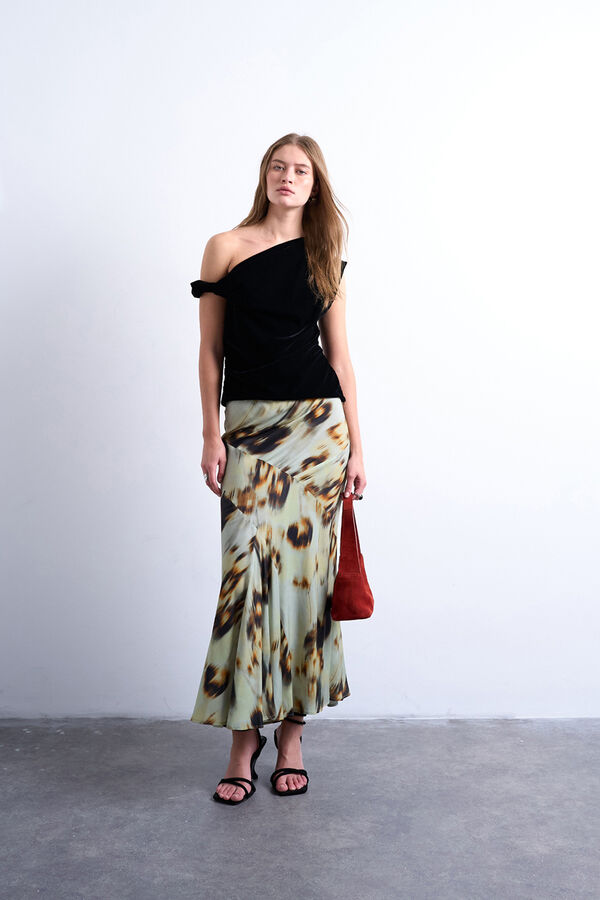 Topshop Saia midi de viscose verde