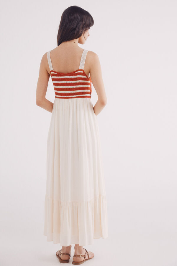 Springfield Vestido midi combinado crochet estampado