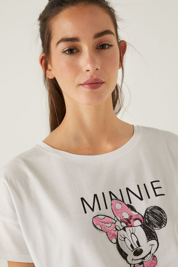 Springfield T-shirt "Minnie Mouse" lantejoulas algodão orgânico branco
