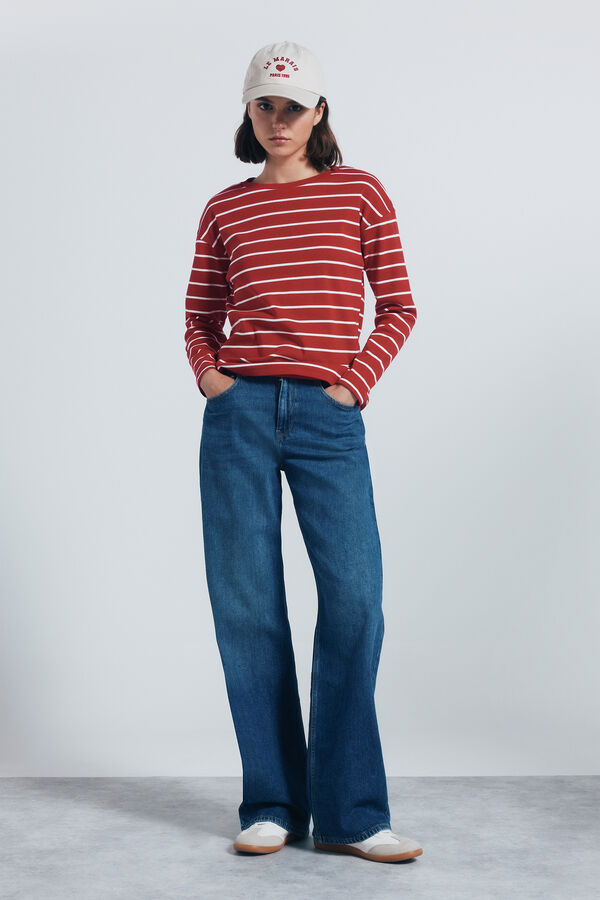 Springfield Camiseta riscas de marinheiro vermelho