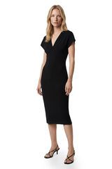 Koton Vestido midi gola em bico preto