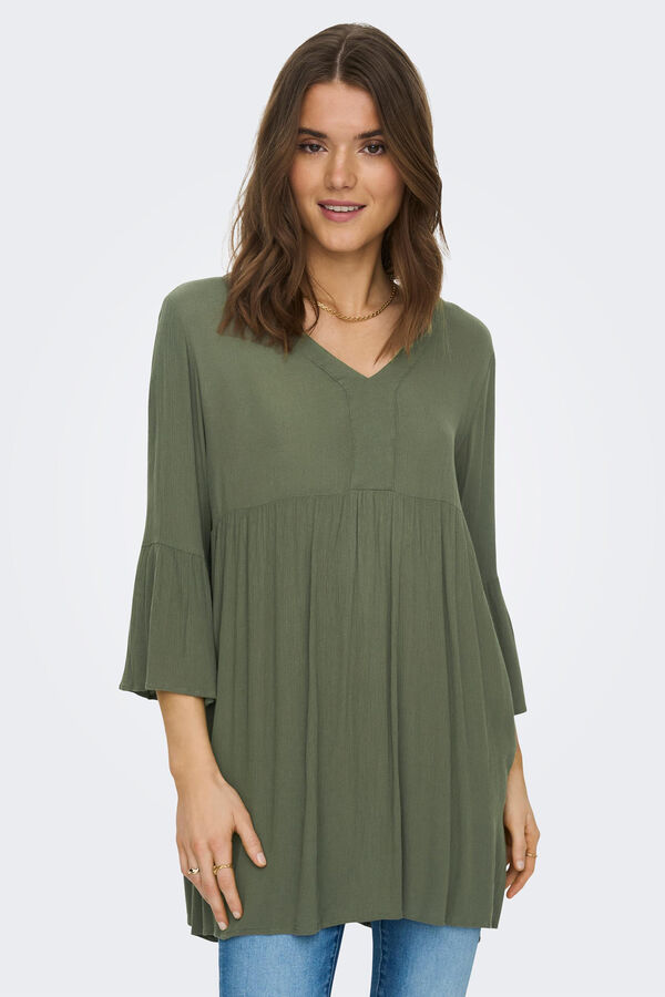 Only Vestido fluido manga média verde