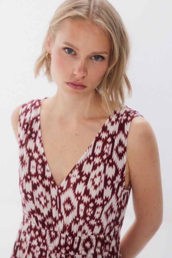 Springfield Vestido midi estampado bicolor burdeos