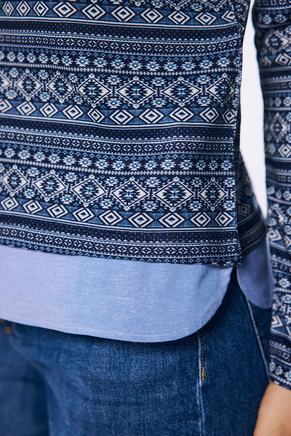 Springfield Camiseta com borda combinada azul