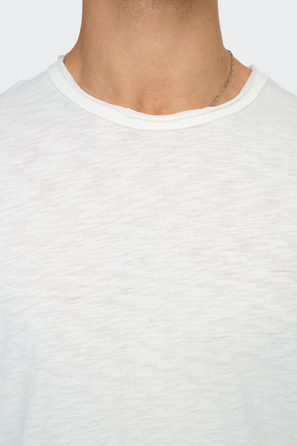 Only & Sons Camiseta manga larga de hombre long line fit. blanco