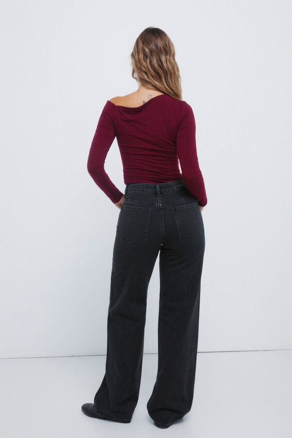 Springfield Jeans wide cristales brillantes negro