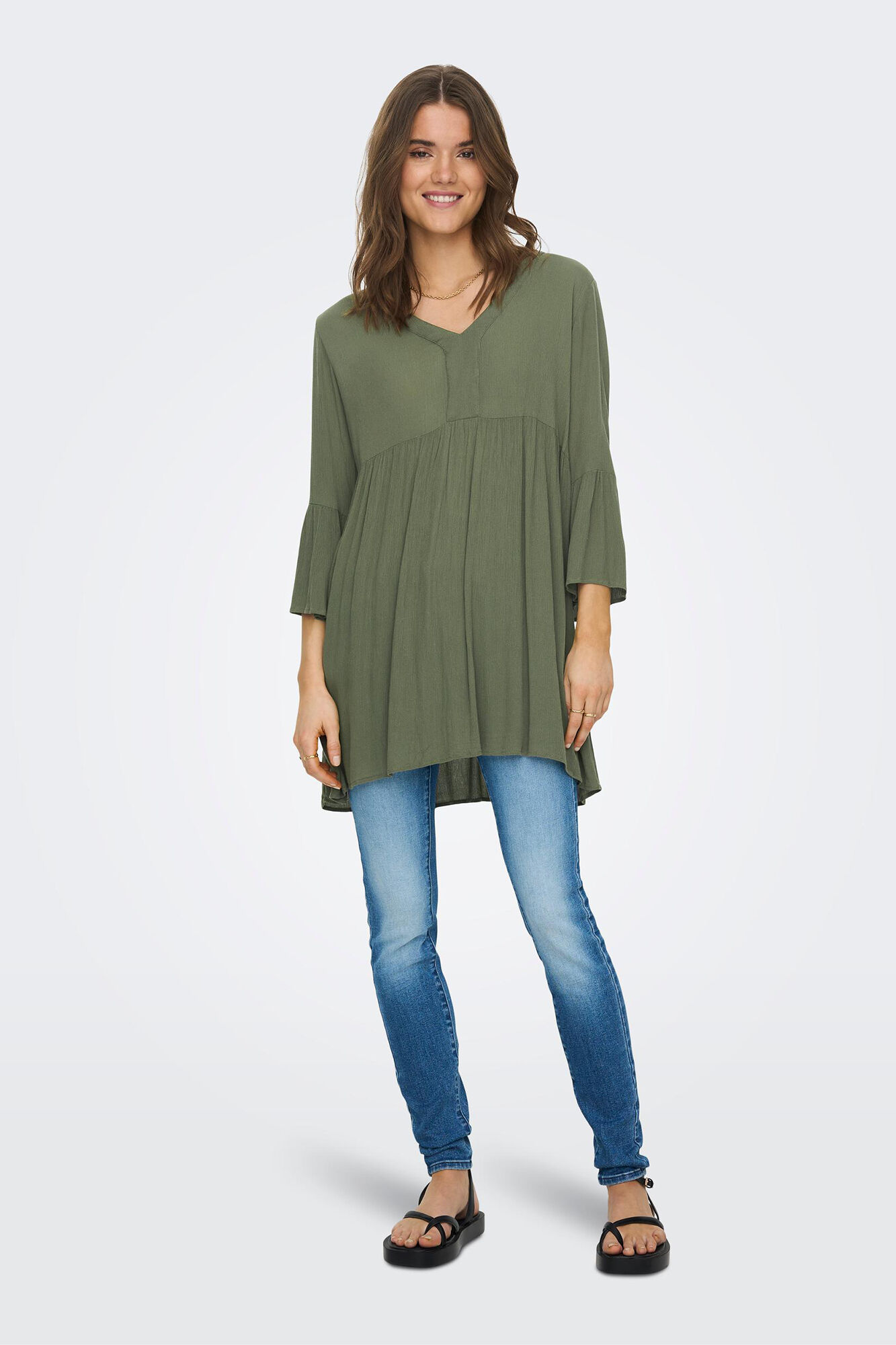 Only Vestido fluido media manga