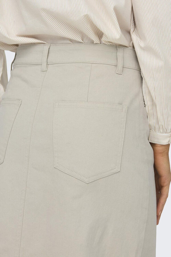 Only Falda midi abertura gris