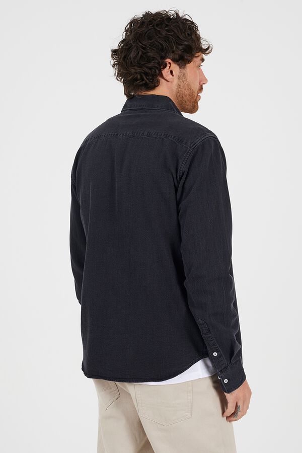 Brave Soul Camisa jeans com bolso preto