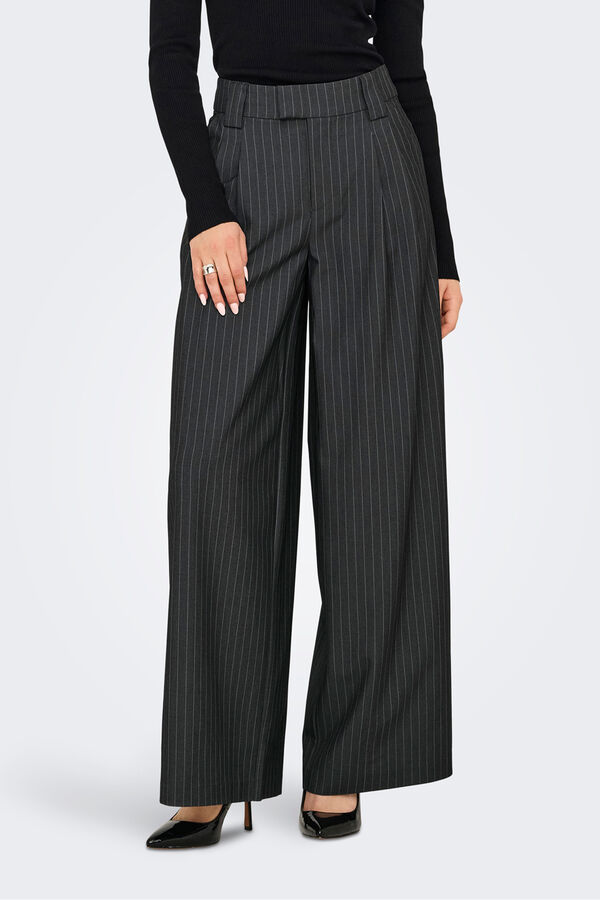 Only Cal&ccedil;a de terno listradas cinzento