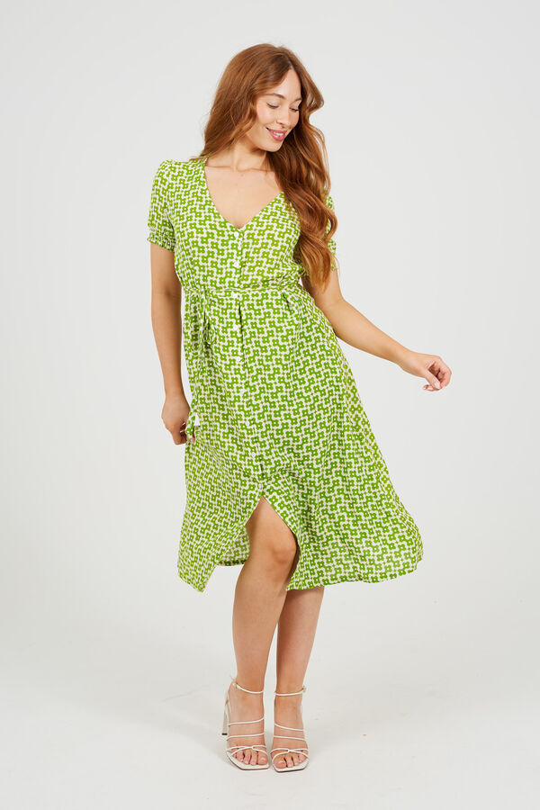 Brave Soul Vestido estampado de manga curta verde