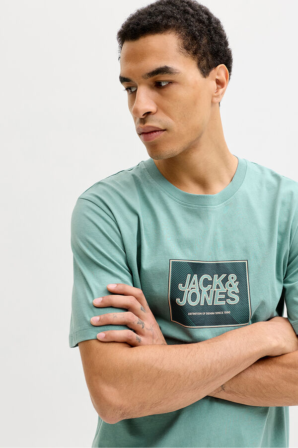Jack & Jones Camiseta b&aacute;sica con logo turquesa