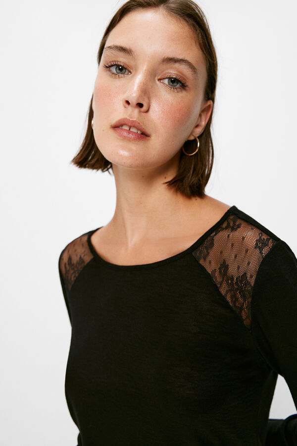 Springfield Camiseta Hombros Transparecias negro