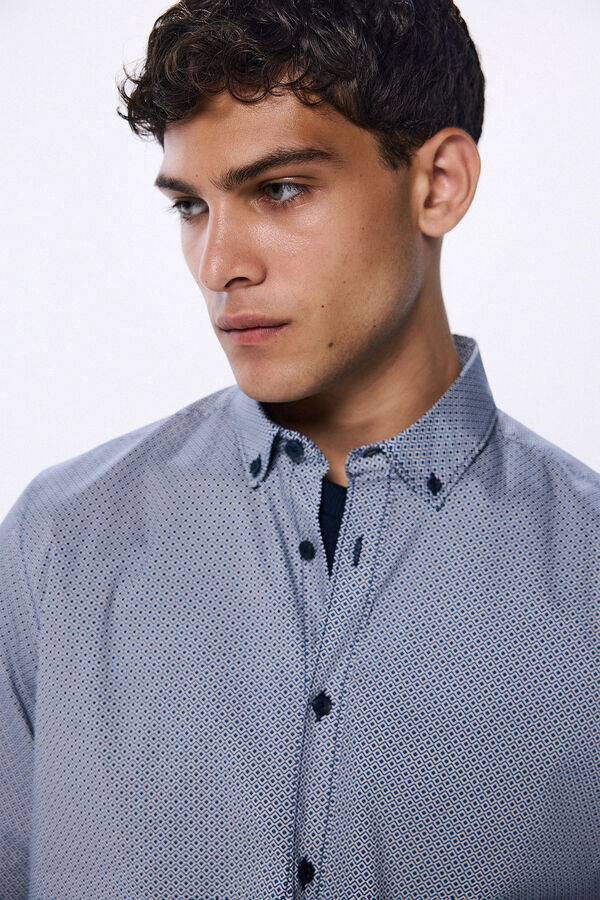 Springfield Camisa vestir popelín azul