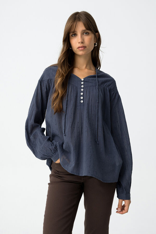 Tiffosi Blusa Texturizada Corte Relajado azul