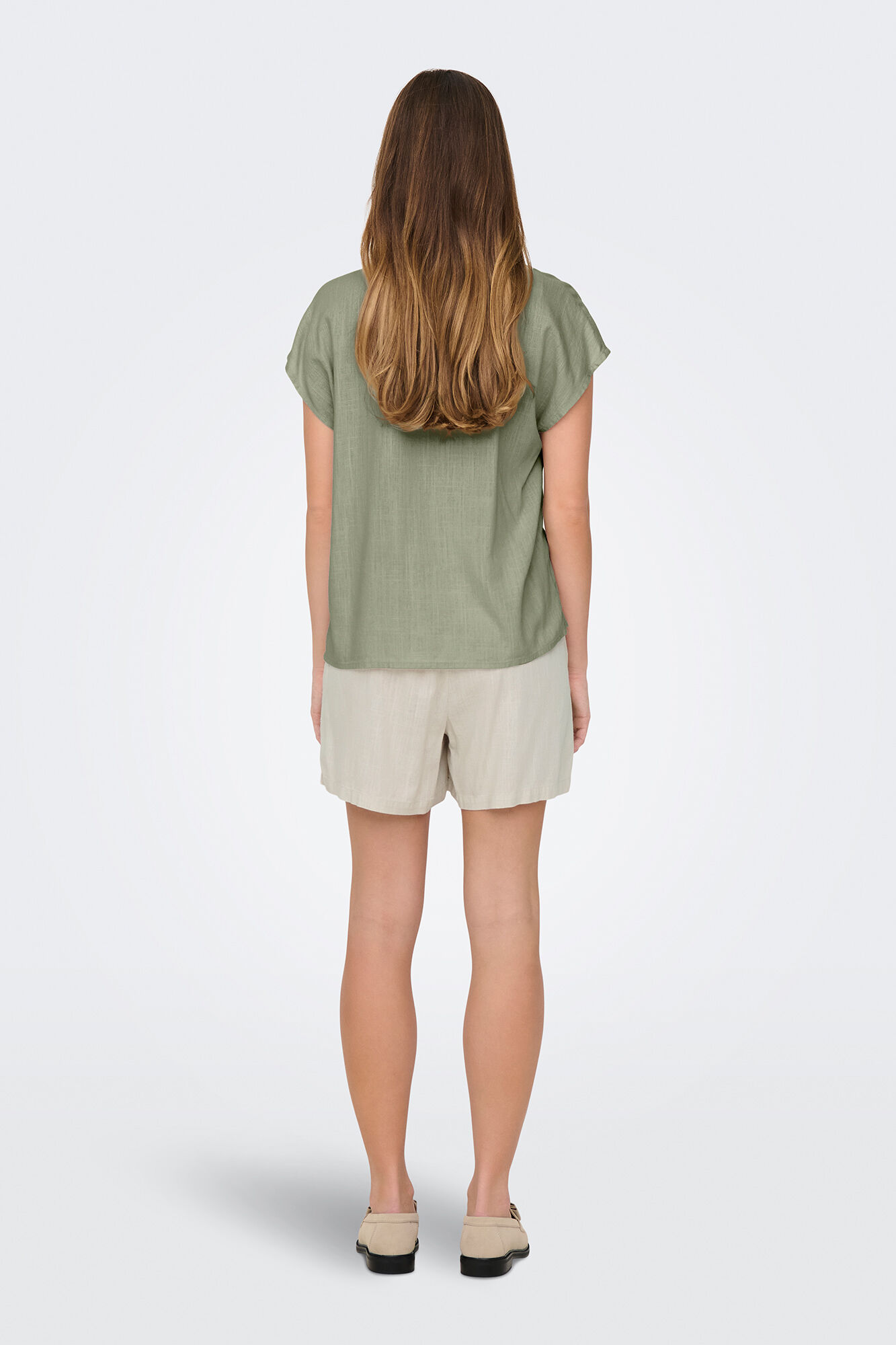 JDY Blusa de linho manga curta