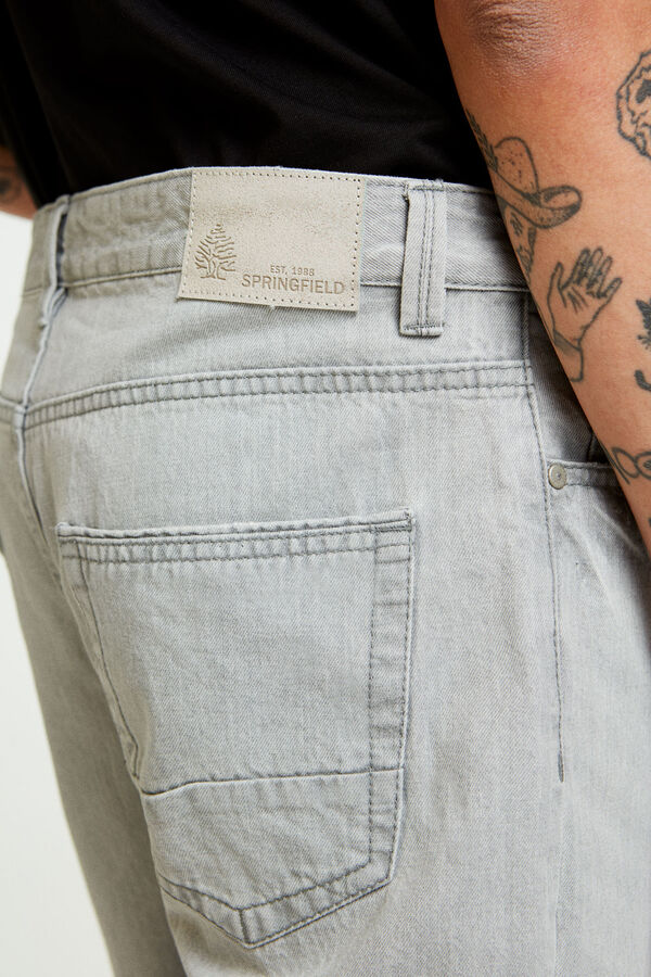 Springfield Bermudas jeans regular leve cinzentas lavagem clara cinza